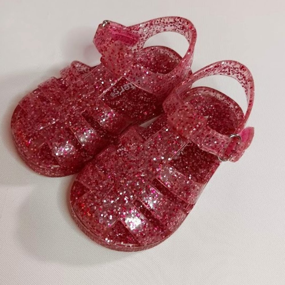 Carter's Pink Glitter Jelly Shoes, Size 4